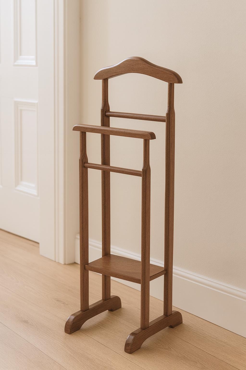 Wooden Hanger Stand | Handcrafted Walnut Wardrobe Stand | Walnut Wood Clothing Stand | Rustic Walnut Coat Rack