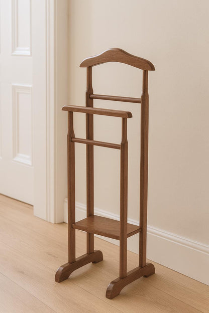 Wooden Hanger Stand | Handcrafted Walnut Wardrobe Stand | Walnut Wood Clothing Stand | Rustic Walnut Coat Rack