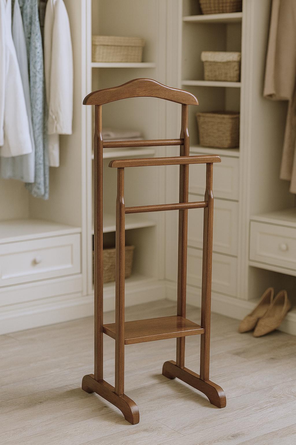 Wooden Hanger Stand | Handcrafted Walnut Wardrobe Stand | Walnut Wood Clothing Stand | Rustic Walnut Coat Rack