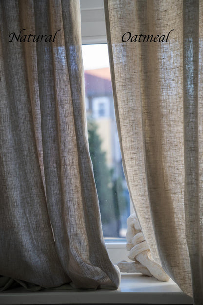 Rustic Linen Curtain, Heavy Linen Curtain Panel, Natural Burlap Curtain Panel, Living Room Linen Curtain, Window Natural Linen Curtain