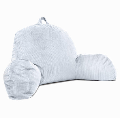 Cream Sherpa Bed Reading Pillow | Memory Foam Backrest with Arms