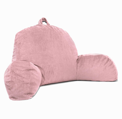 Cream Sherpa Bed Reading Pillow | Memory Foam Backrest with Arms