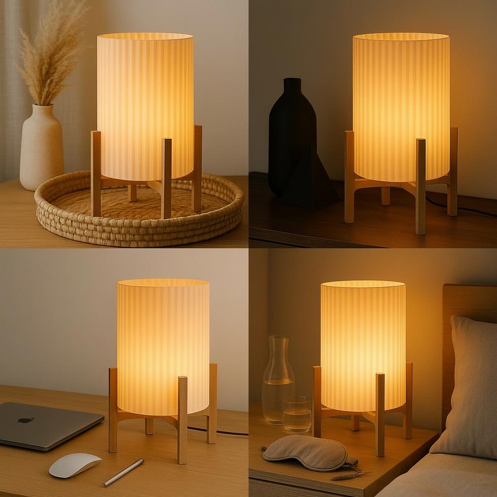 Aura Pleated Bedside Lamp with Warm Ambient Light