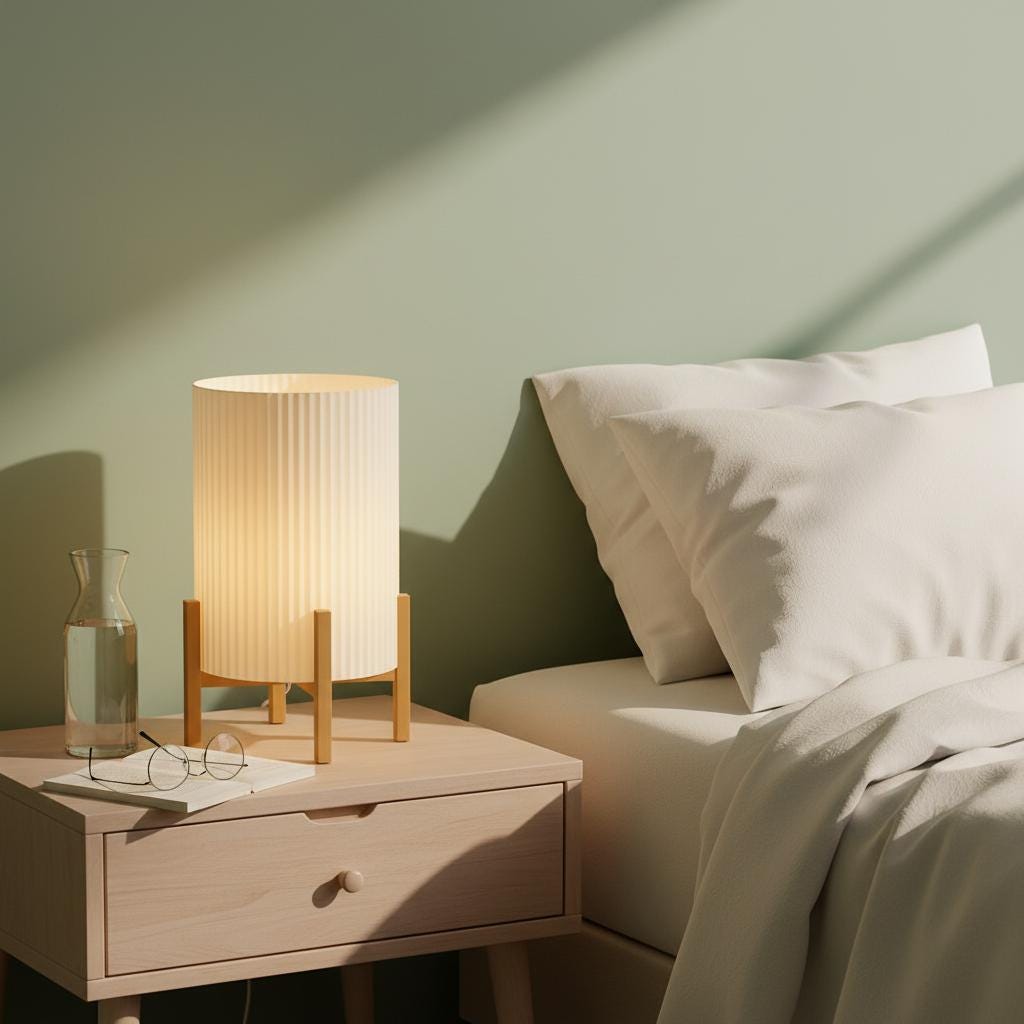 Aura Pleated Bedside Lamp with Warm Ambient Light