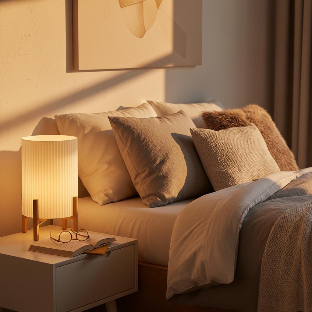 Aura Pleated Bedside Lamp with Warm Ambient Light