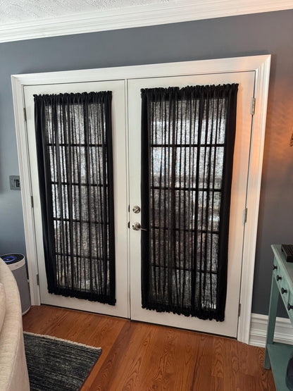 Custom 100% Linen French Door Curtain Panel with Rod Pockets