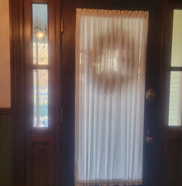 Custom 100% Linen French Door Curtain Panel with Rod Pockets