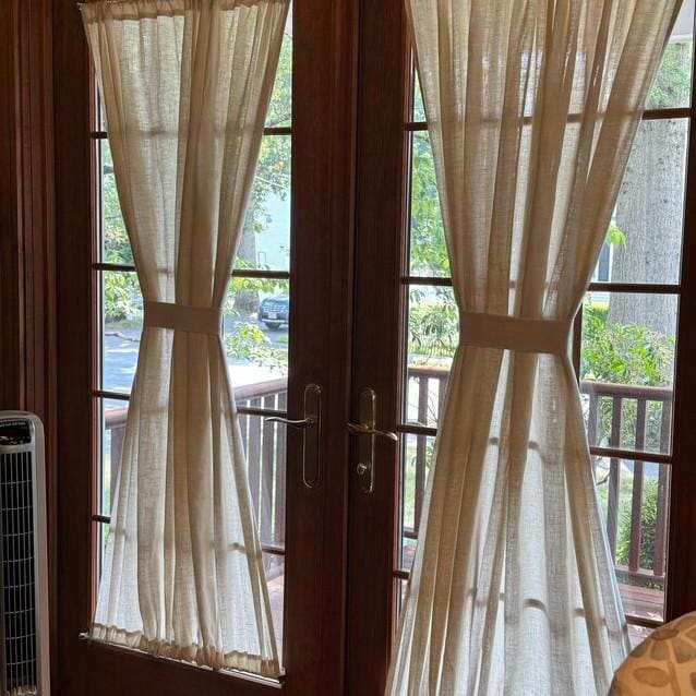 Custom 100% Linen French Door Curtain Panel with Rod Pockets