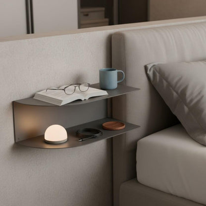 Wall Mounted Metal Nightstand Shelf for Small Bedrooms