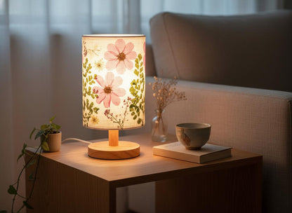 Pressed Flower Table Lamp • Cottagecore Floral LED Night Light