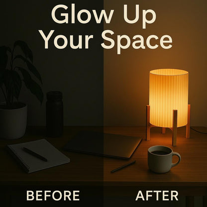Aura Pleated Bedside Lamp with Warm Ambient Light