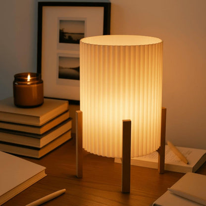 Aura Pleated Bedside Lamp with Warm Ambient Light