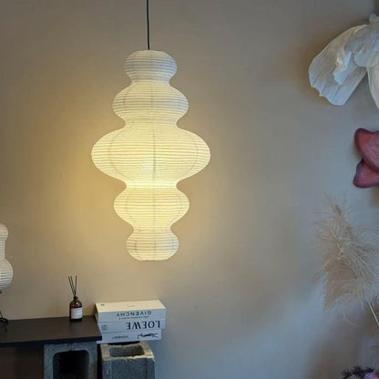 Akari-Inspired Rice Paper Lamp Shade, Five-Layer Cloud Pendant Light, Noguchi Japanese Lantern, Handmade Hanging Ceiling Lamp, Ships in 24H