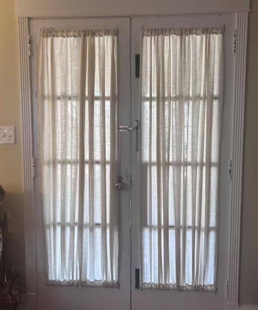 Custom 100% Linen French Door Curtain Panel with Rod Pockets