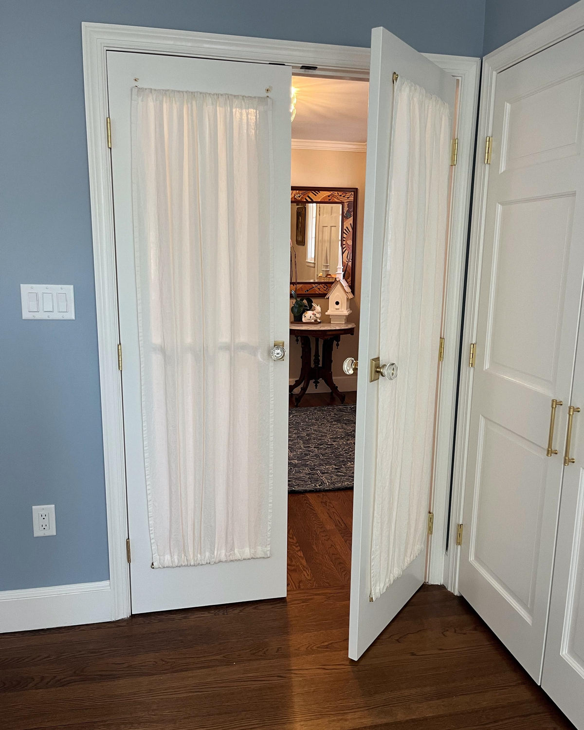 Custom 100% Linen French Door Curtain Panel with Rod Pockets