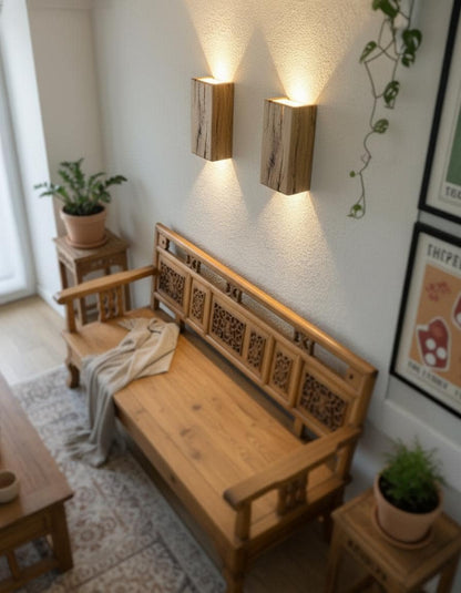 Reclaimed Wood Wall Sconce with GU10 LED, Hardwired or Plug-In
