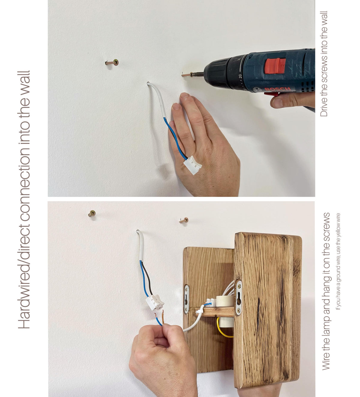 Reclaimed Wood Wall Sconce with GU10 LED, Hardwired or Plug-In