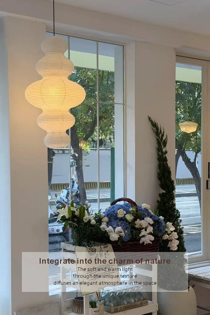 Five-Layer Cloud Washi Paper Pendant Light, Japanese Hanging Lamp