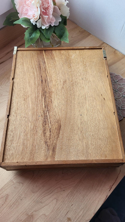 Vintage Display Case Shadow Box Mahogany Wood Curio Wall Display Cabinet Glass Door 1980s Spice Rack