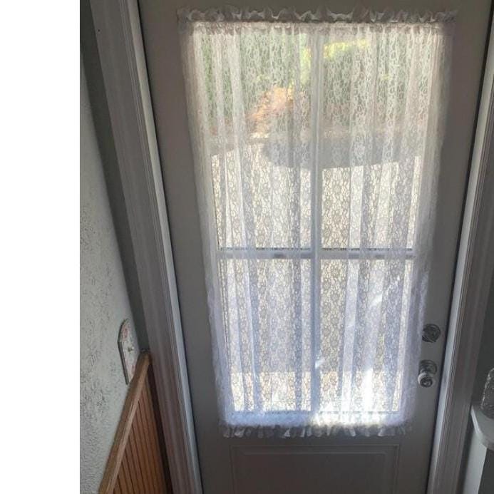 Floral Lace French Door Curtain Panel, Custom Sheer Window Curtain