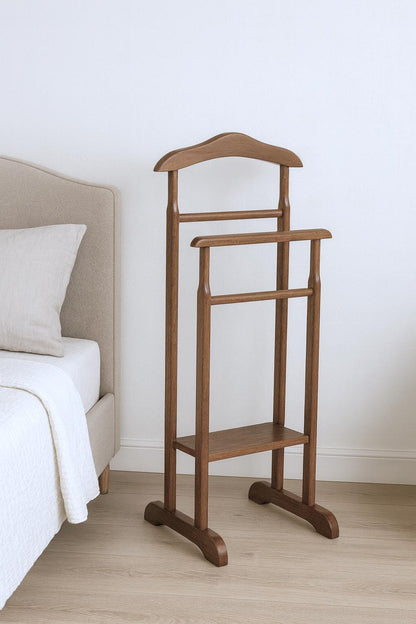 Wooden Hanger Stand | Handcrafted Walnut Wardrobe Stand | Walnut Wood Clothing Stand | Rustic Walnut Coat Rack
