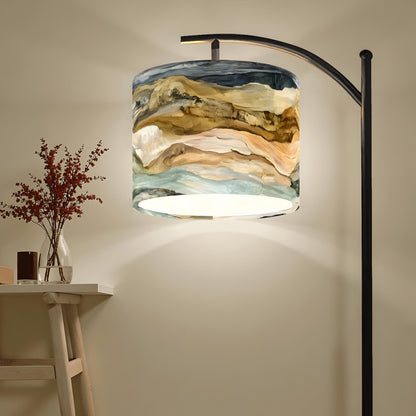 Modern Boho Arc Floor Lamp with Abstract Driftwood Shade, Artistic Coastal Style Standing Light