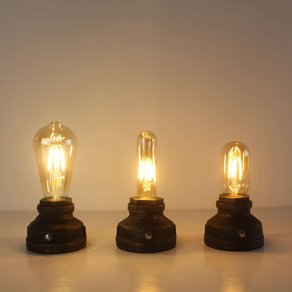 Cordless Cast Iron Table Lamp with Touch Dimming & Edison LED Bulb