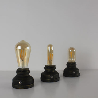 Cordless Cast Iron Table Lamp with Touch Dimming & Edison LED Bulb
