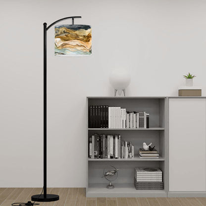 Modern Boho Arc Floor Lamp with Abstract Driftwood Shade, Artistic Coastal Style Standing Light