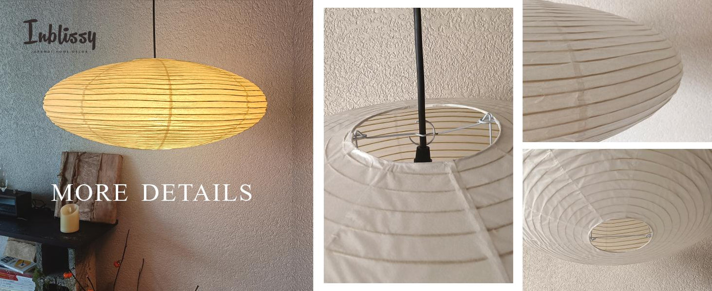 Japanese Washi Paper UFO Pendant Light, Minimalist Japandi Hanging Lamp