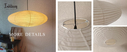 Japanese Washi Paper UFO Pendant Light, Minimalist Japandi Hanging Lamp