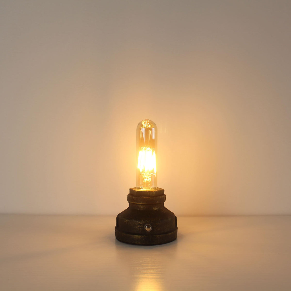 Cordless Cast Iron Table Lamp with Touch Dimming & Edison LED Bulb
