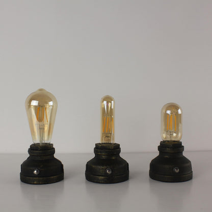 Cordless Cast Iron Table Lamp with Touch Dimming & Edison LED Bulb