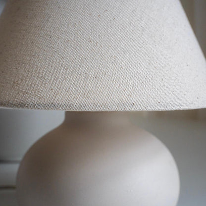 Small Cream Ceramic Table Lamp with Fabric Shade & Dimmable Light