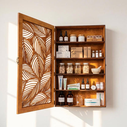 Wooden Bathroom Wall Cabinet, Wall Mounted Medicine Cabinet, Rustic Bathroom Storage Cabinet,Wall Cabinet With Door,Carved Wood Wall Cabinet