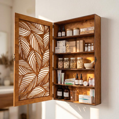 Wooden Bathroom Wall Cabinet, Wall Mounted Medicine Cabinet, Rustic Bathroom Storage Cabinet,Wall Cabinet With Door,Carved Wood Wall Cabinet