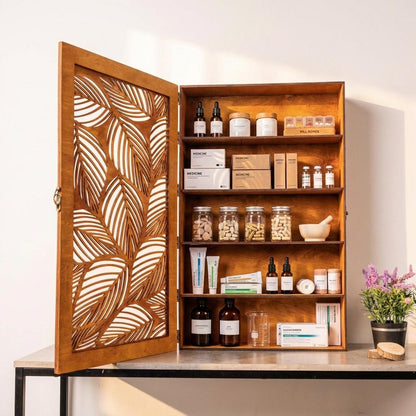 Wooden Bathroom Wall Cabinet, Wall Mounted Medicine Cabinet, Rustic Bathroom Storage Cabinet,Wall Cabinet With Door,Carved Wood Wall Cabinet