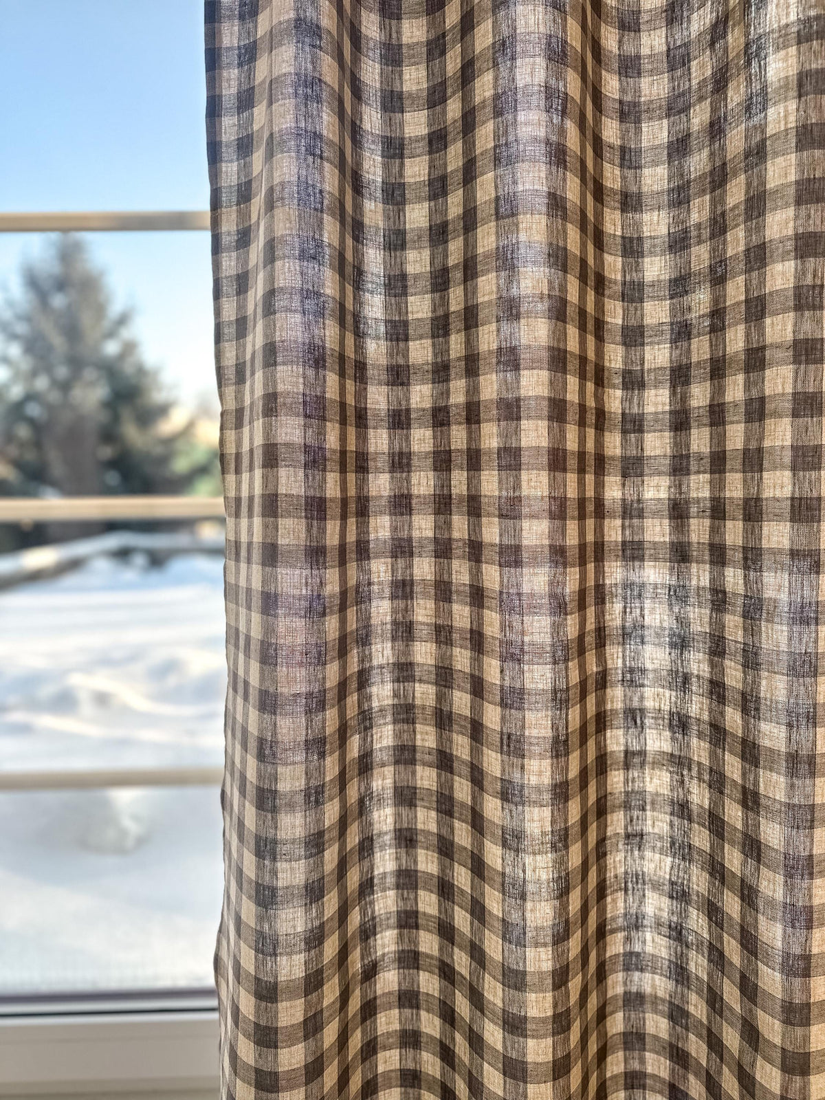 Stonewashed Linen Curtain Panels Set of 2 with Multifunctional Heading Tape