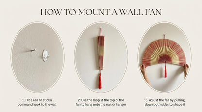 Handwoven Bamboo Wall Fan with Pink Tassel Decor