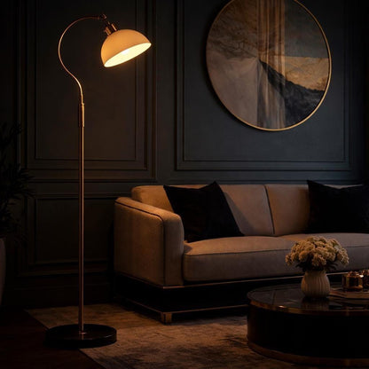 Dimmable Antique Brass Arc Floor Lamp – Banker’s Style Standing Lamp, Vintage Modern customizable Light