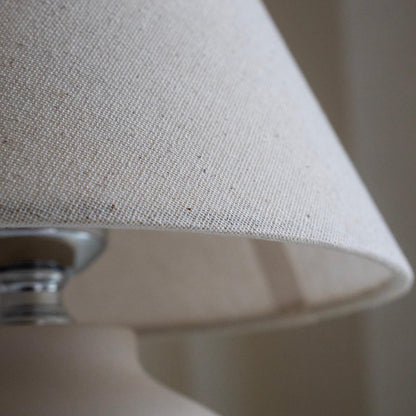 Small Cream Ceramic Table Lamp with Fabric Shade & Dimmable Light