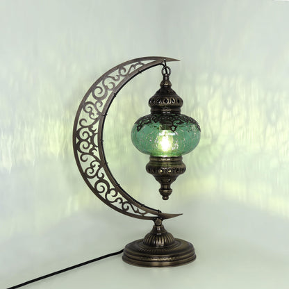 Turkish Crescent Table Lamp - Cracked Glass Design