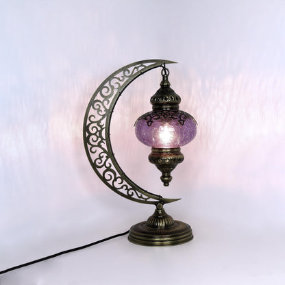 Turkish Crescent Table Lamp - Cracked Glass Design