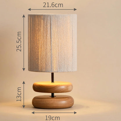 Wabi Sabi Walnut Table Lamp – Solid Wood Japanese Bedside Light, Minimalist Decor