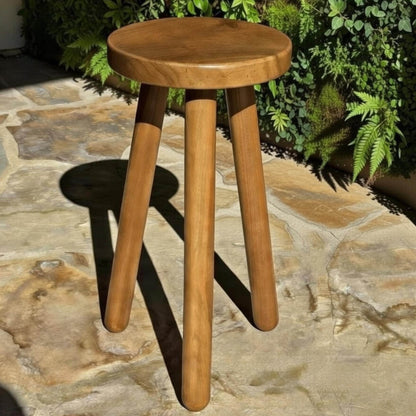 Handmade Teak Plant Stand – Round Wooden Stool for Indoor Plants