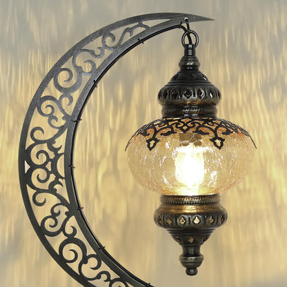 Turkish Crescent Table Lamp - Cracked Glass Design