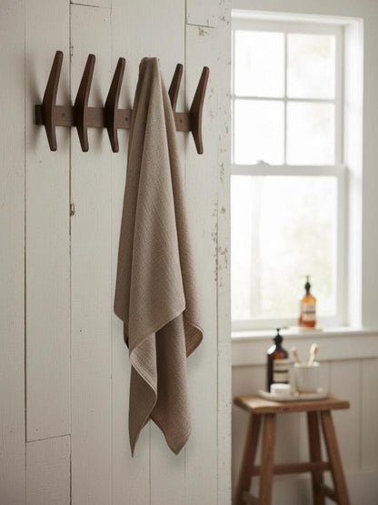 Large Wooden Wall Hanger, Mid-Century Modern Coat Rack,  5-Hook Wooden Hanger, Wall Organizer, Modern Entryway Decor, Handcrafted