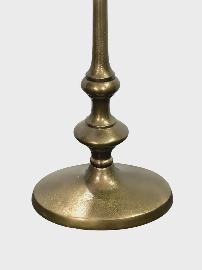 Antique Brass Oval Side Table with Pedestal Base
