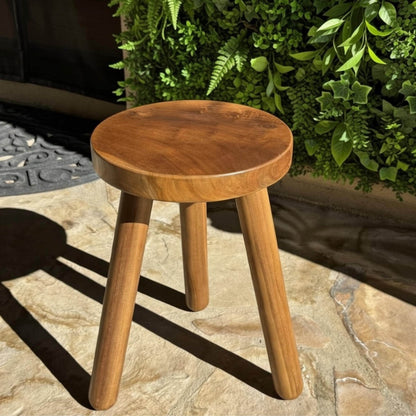 Handmade Teak Plant Stand – Round Wooden Stool for Indoor Plants