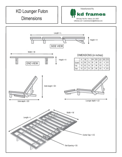 KD Frames - Lounger Futon - Full Size
